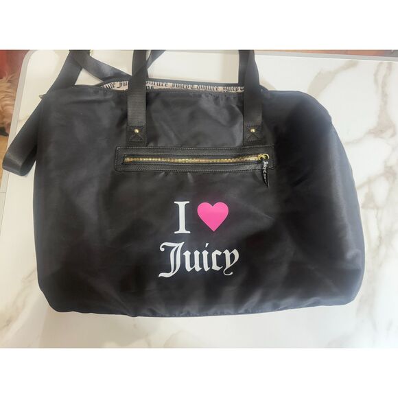 Juicy Couture Handbags - JUICY COUTURE XL "I Love Juicy" Black Overnighter Weekender Duffle Bag